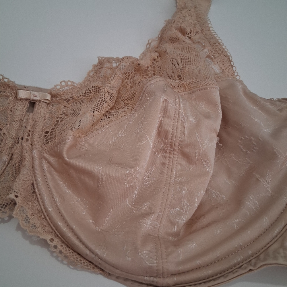 DELIMIRA 44DD Unpadded Wired Lace Nude BRA Size 44E - Picture 4 of 13